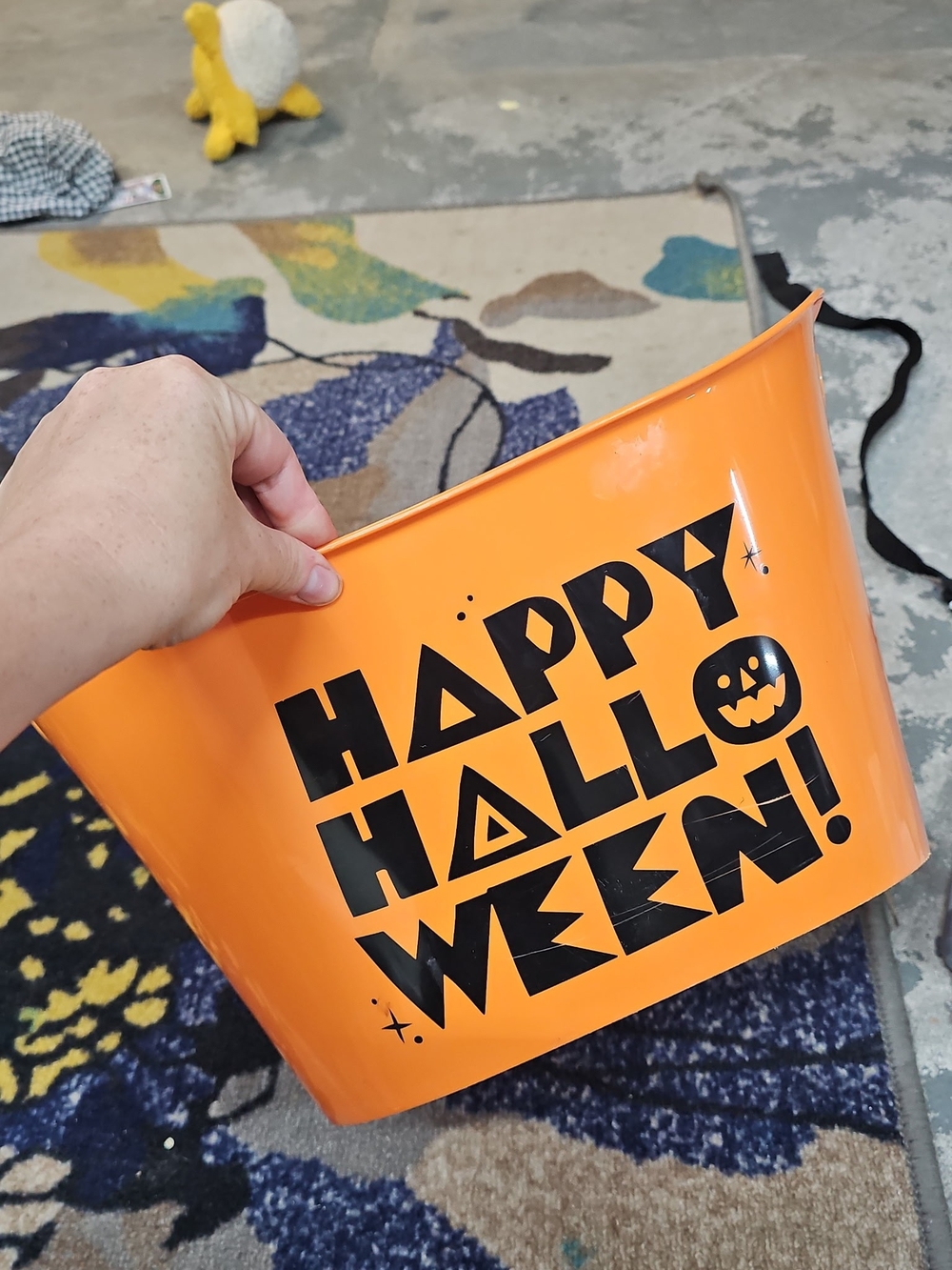 Orange Halloween Treat Bucket - "Happy Halloween"